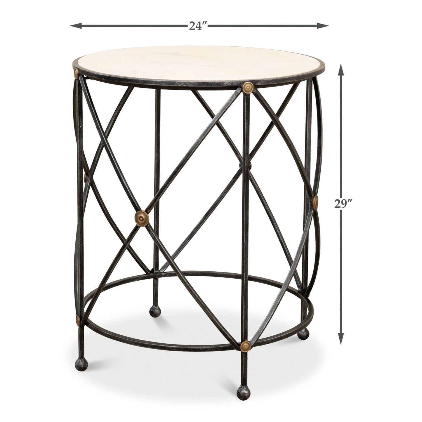Drum & Fife Lamp Table Aged White Marble – view 13