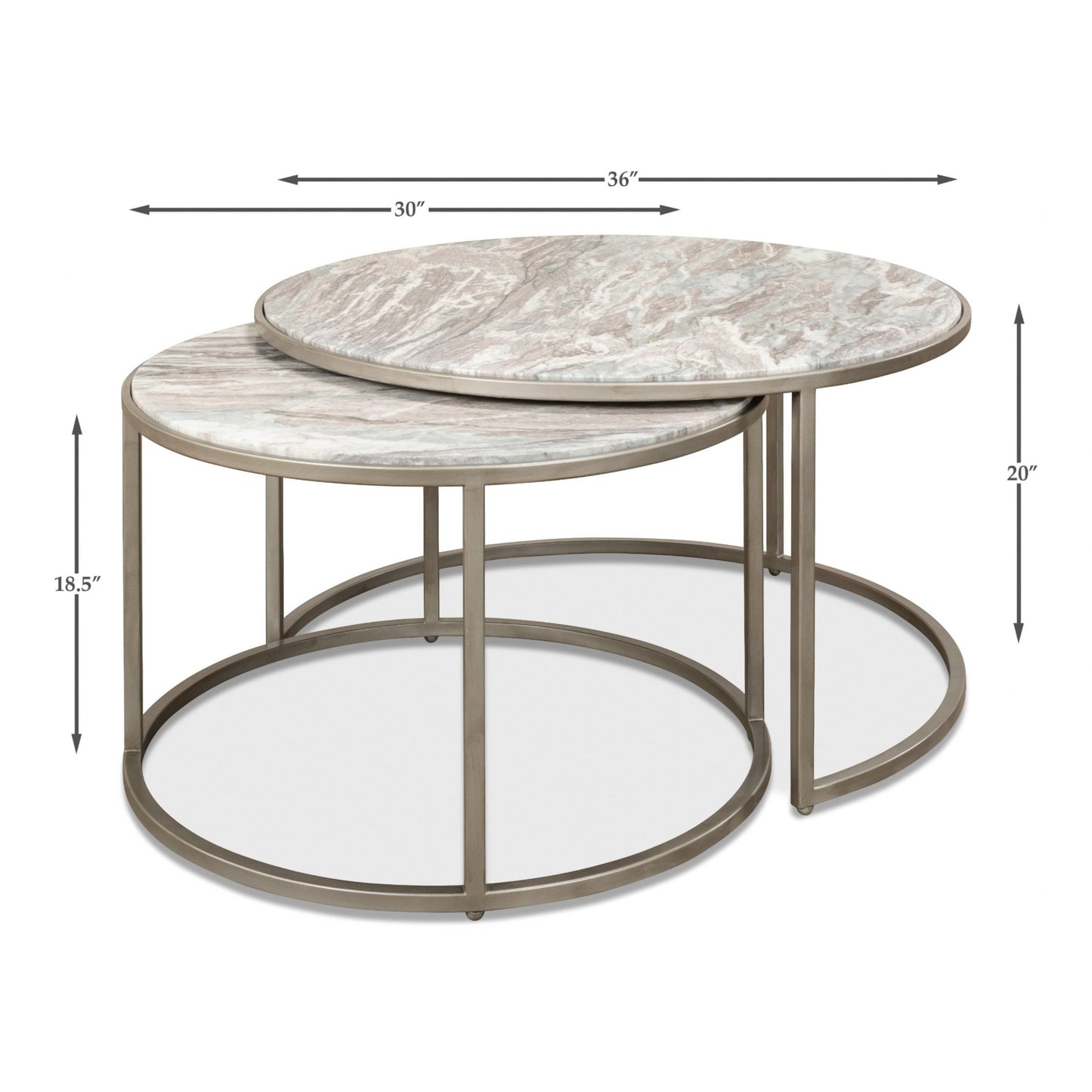Set Of 2 Round Nesting Tables Marble Top – view 11