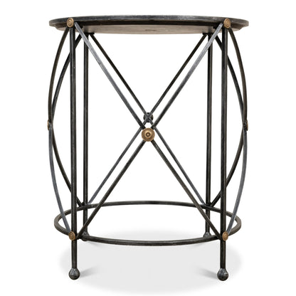 Drum & Fife Lamp Table Aged White Marble – view 6