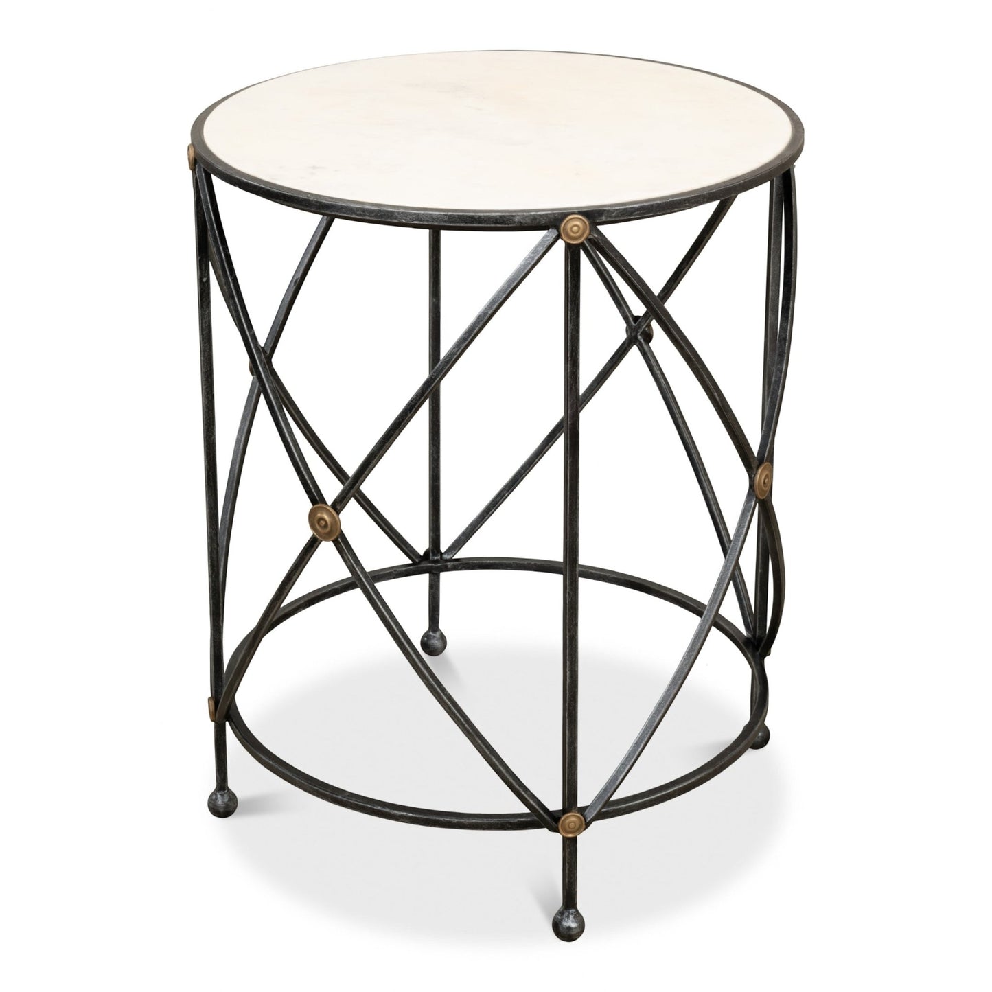Drum & Fife Lamp Table Aged White Marble – view 5