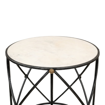 Drum & Fife Lamp Table Aged White Marble – view 8