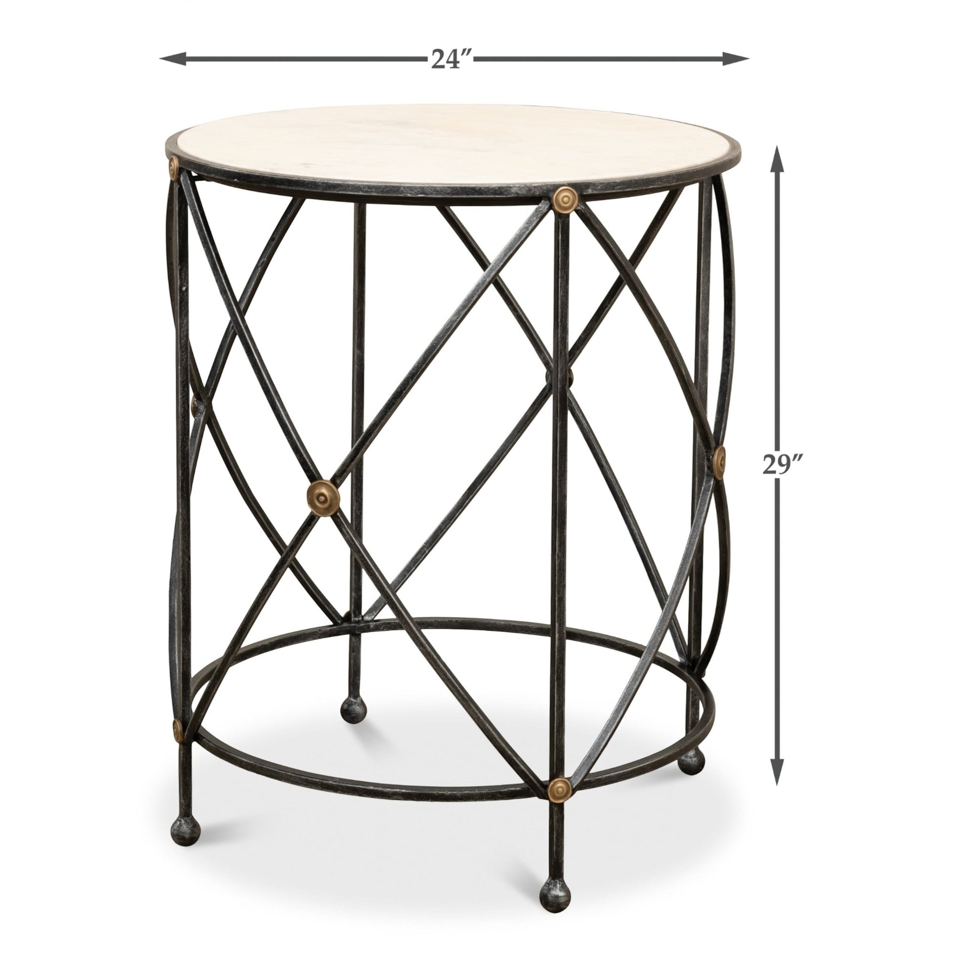 Drum & Fife Lamp Table Aged White Marble – view 13