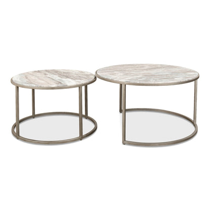 Set Of 2 Round Nesting Tables Marble Top – view 6