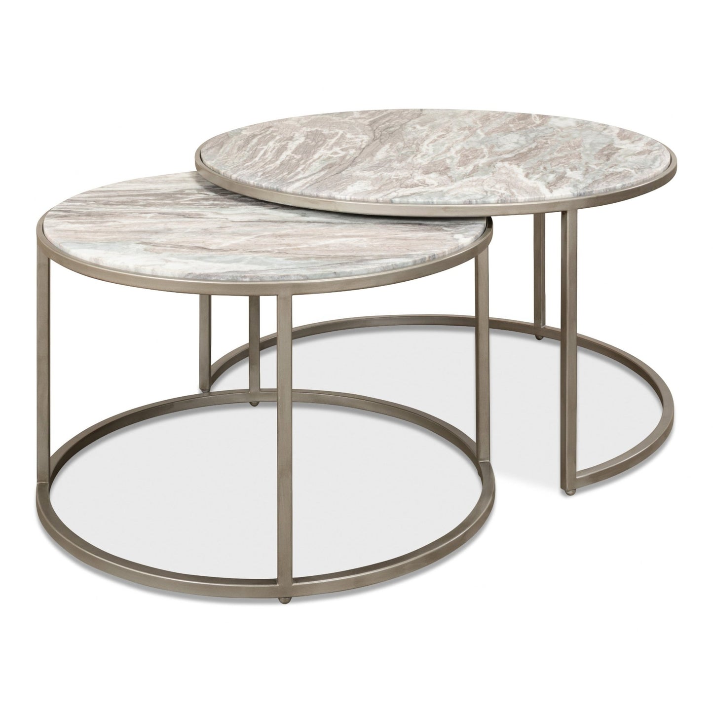 Set Of 2 Round Nesting Tables Marble Top – view 5