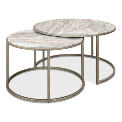 Set Of 2 Round Nesting Tables Marble Top – view 5