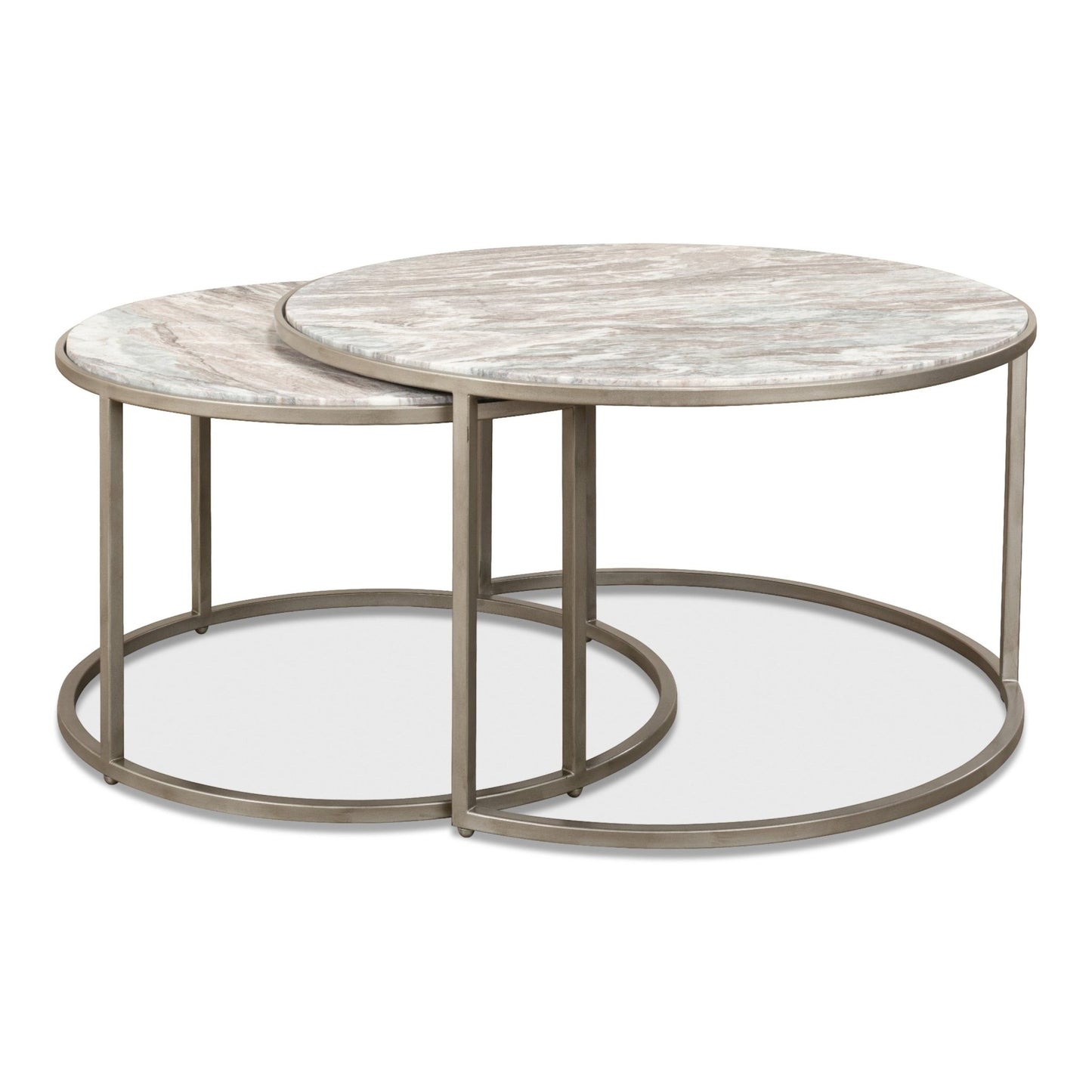 Set Of 2 Round Nesting Tables Marble Top – side view