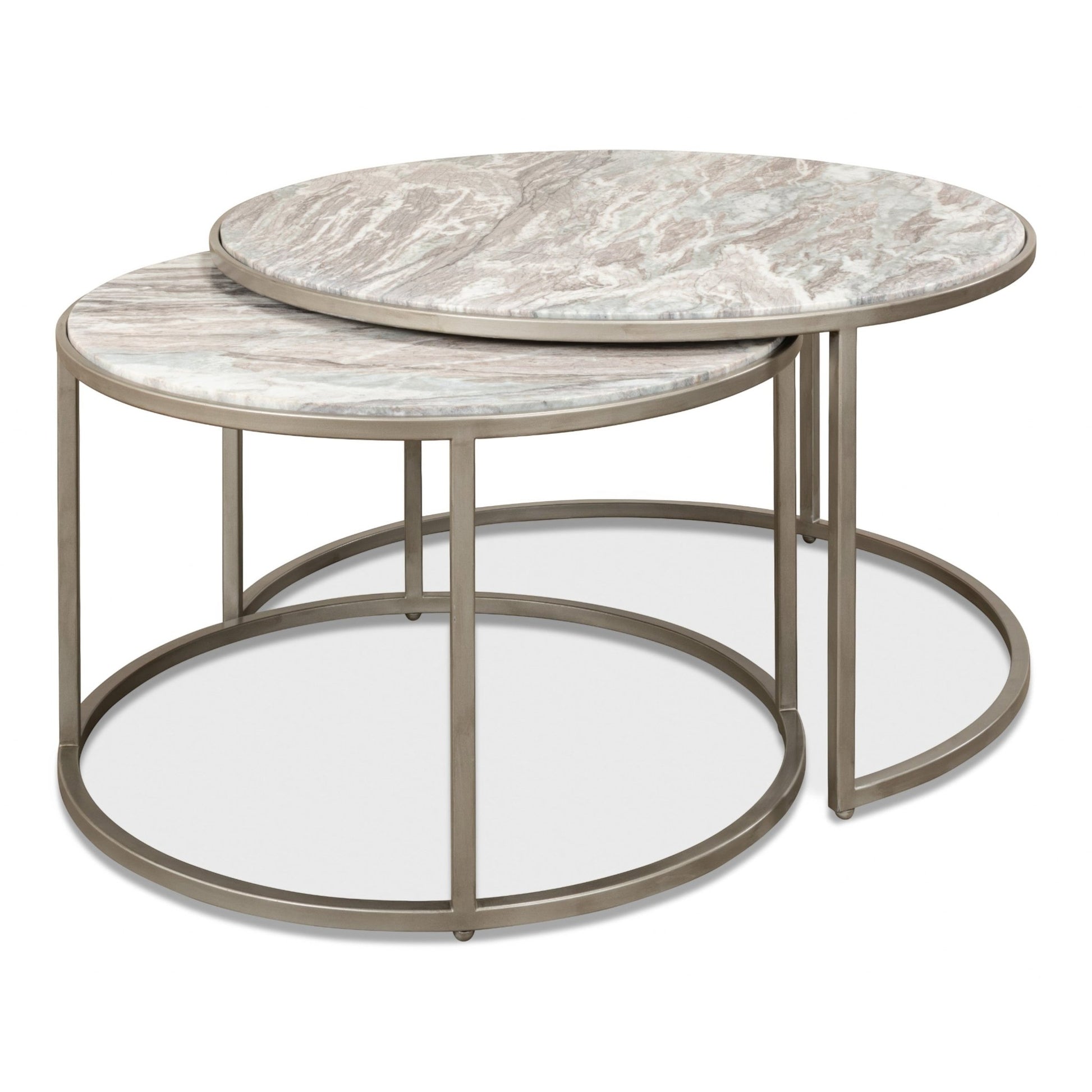 Set Of 2 Round Nesting Tables Marble Top – front view