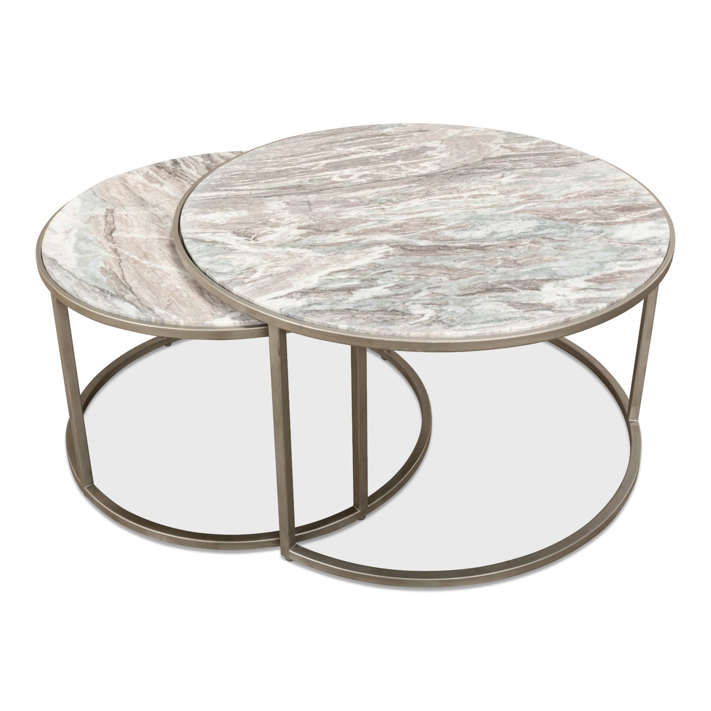 Set Of 2 Round Nesting Tables Marble Top – alternate angle