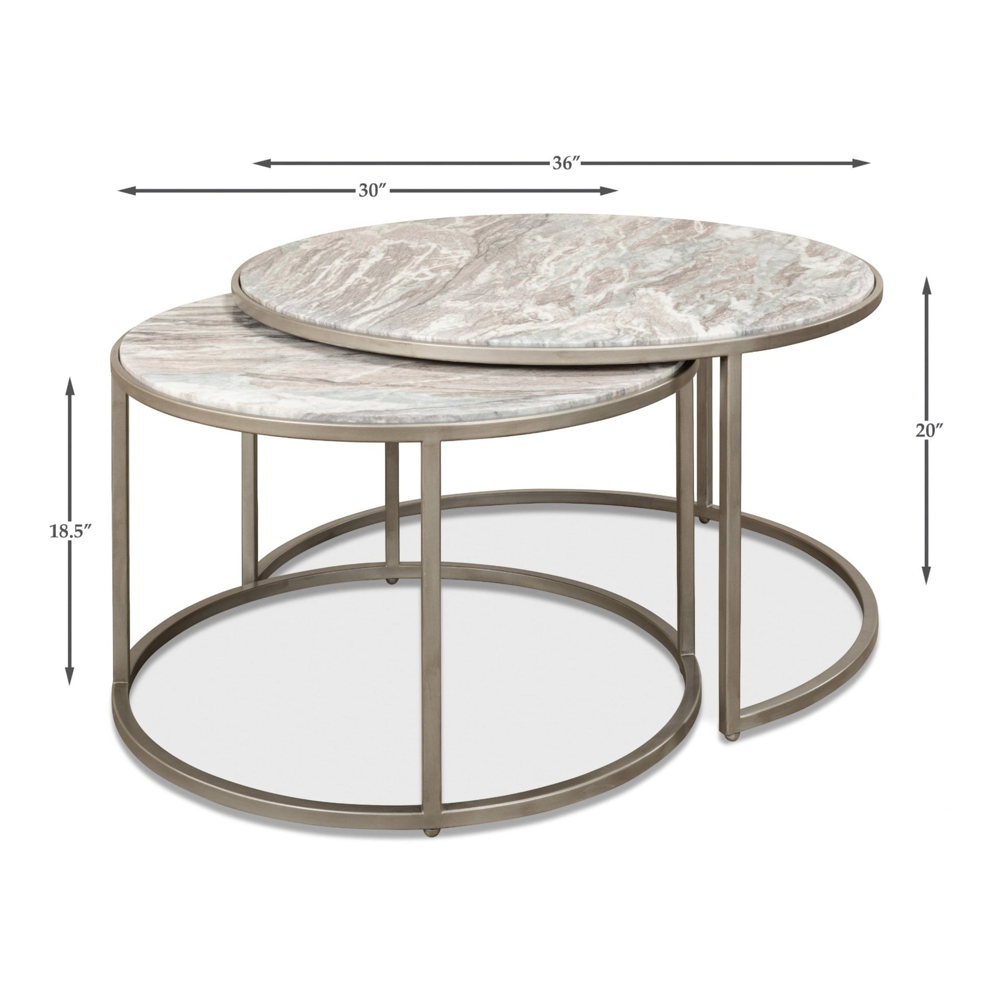 Set Of 2 Round Nesting Tables Marble Top – view 11