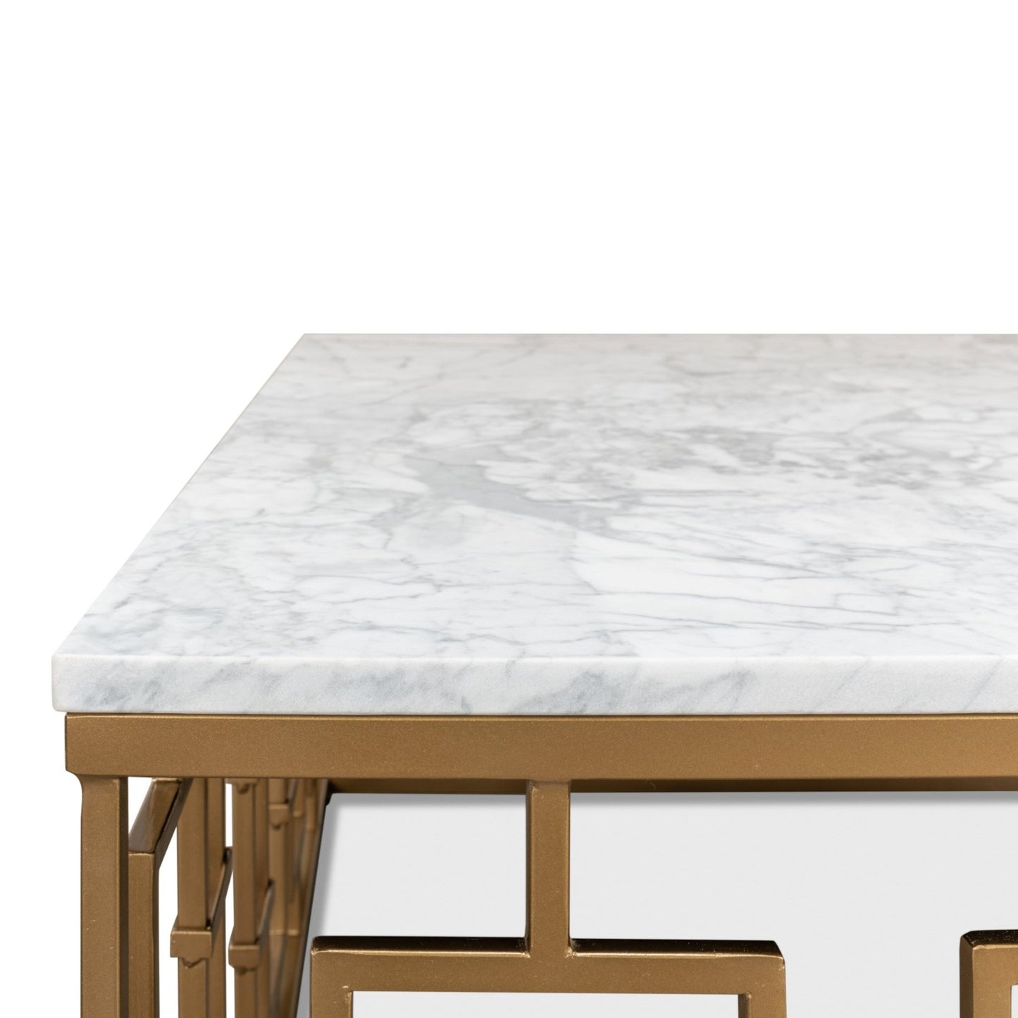 Brass Gate Cocktail Table with White Marble – view 7