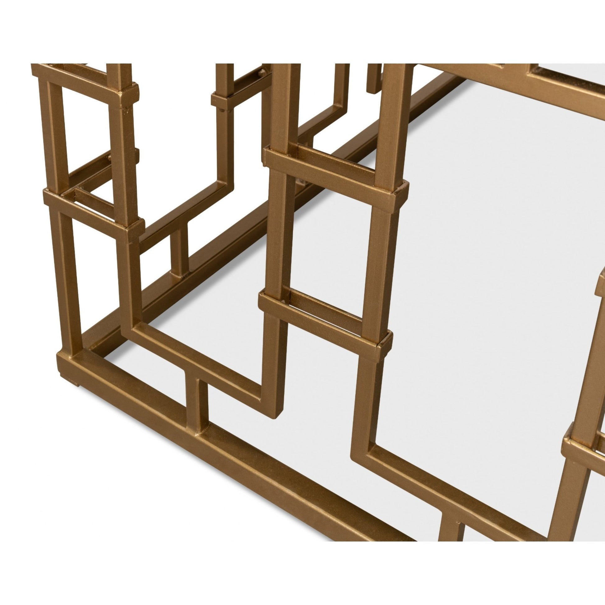 Brass Gate Cocktail Table with White Marble – view 10