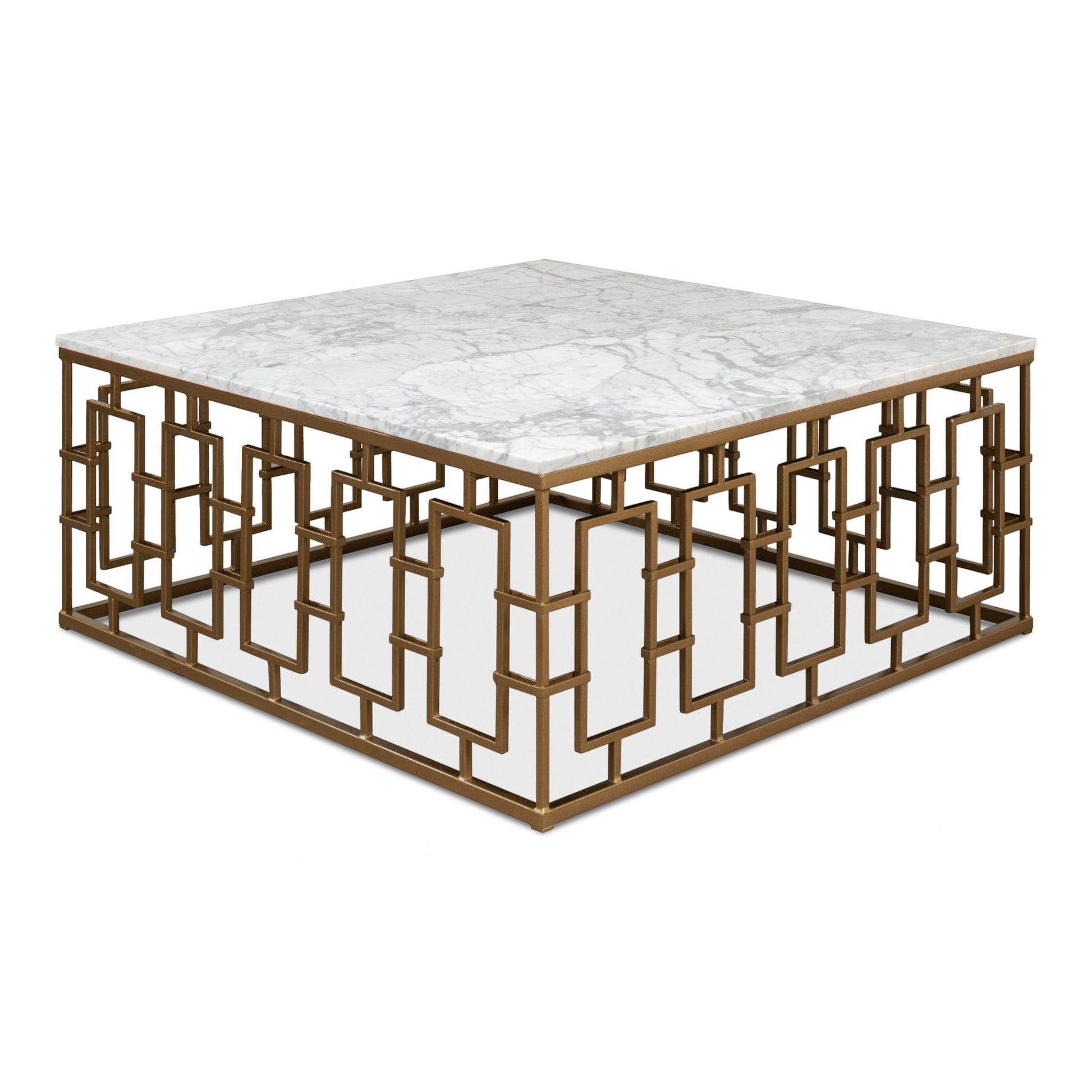 Brass Gate Cocktail Table with White Marble – view 5