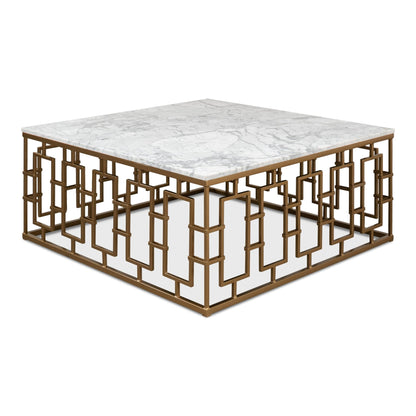 Brass Gate Cocktail Table with White Marble – view 5