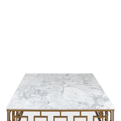 Brass Gate Cocktail Table with White Marble – view 6