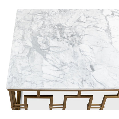Brass Gate Cocktail Table with White Marble – view 8