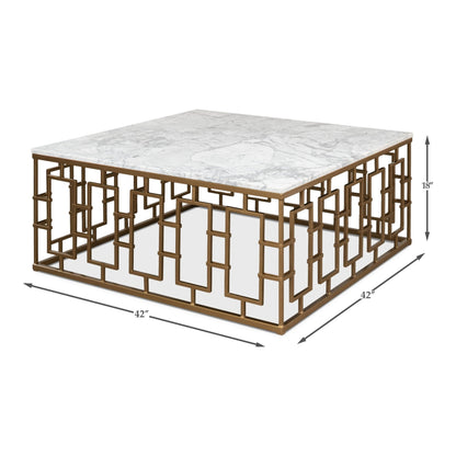 Brass Gate Cocktail Table with White Marble – view 12