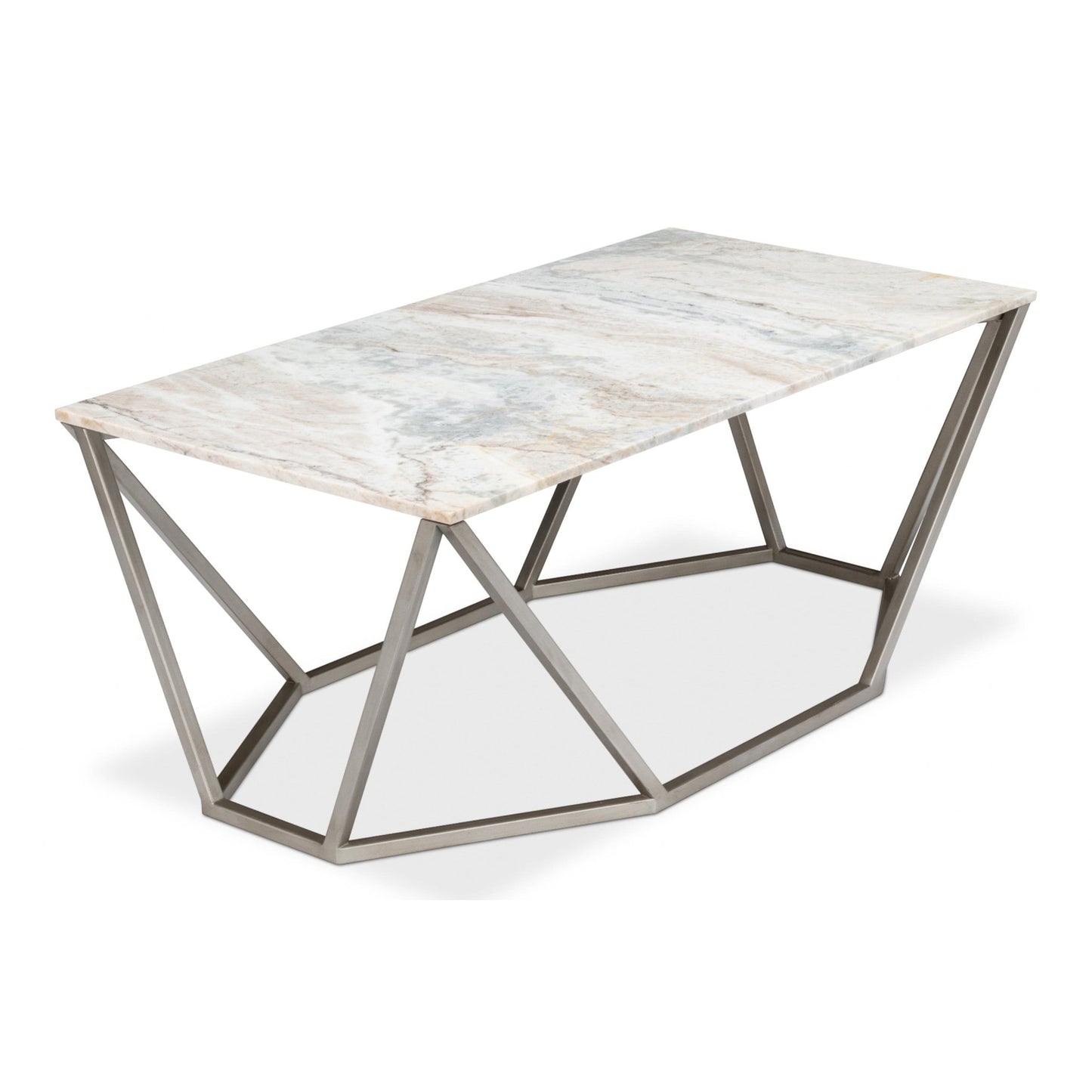 Trapezoid Coffee Table Marble Top – view 5