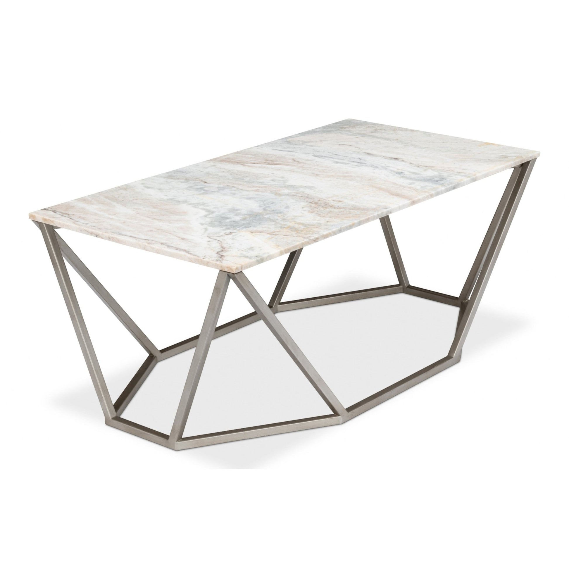 Trapezoid Coffee Table Marble Top – view 5
