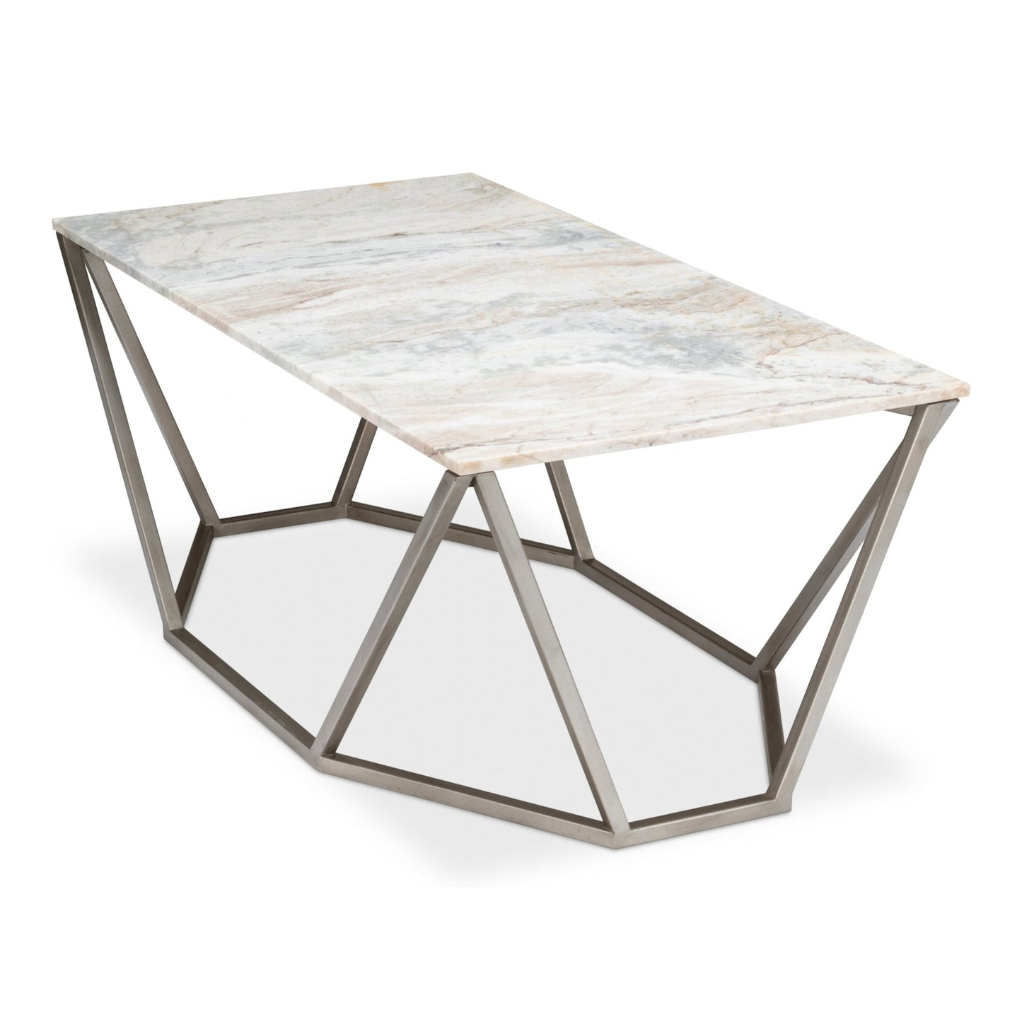 Trapezoid Coffee Table Marble Top – side view