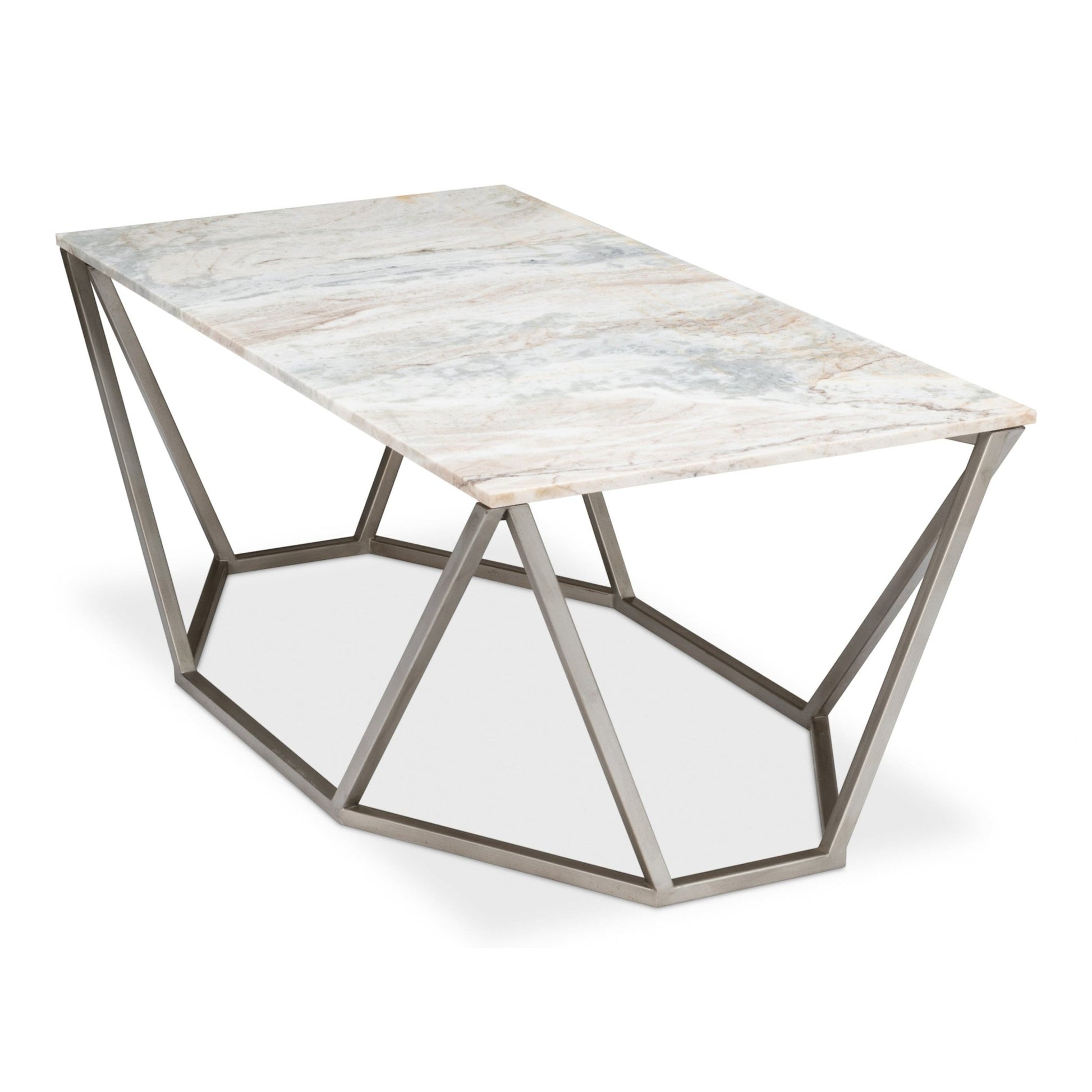 Trapezoid Coffee Table Marble Top – side view