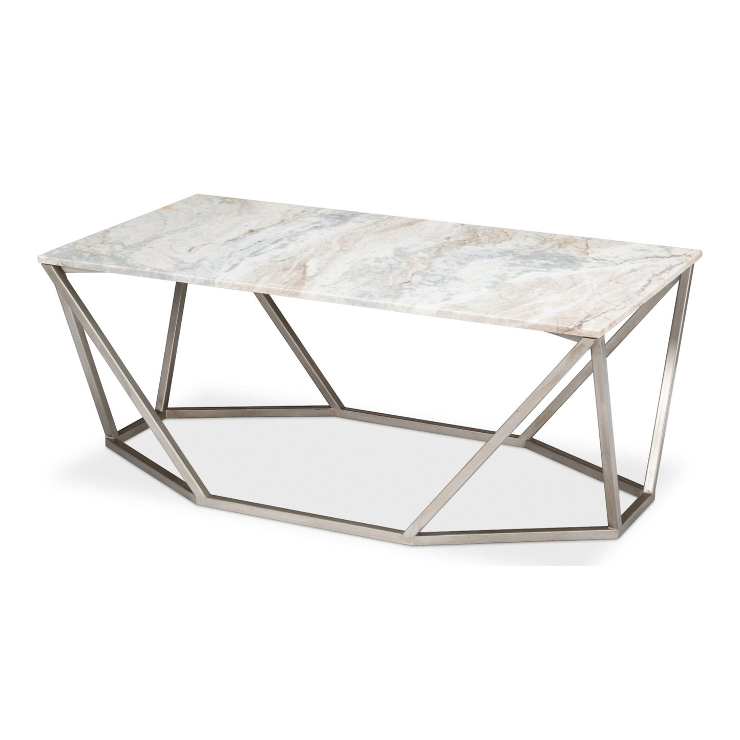 Trapezoid Coffee Table Marble Top – front view
