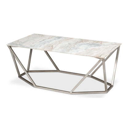 Trapezoid Coffee Table Marble Top – front view