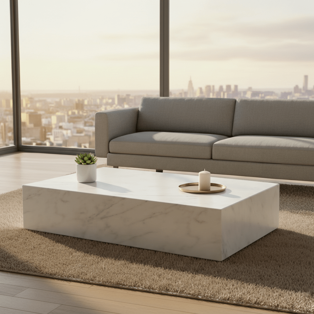 Cube Rectangular Coffee Table styled in modern living space