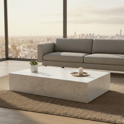 Cube Rectangular Coffee Table styled in modern living space