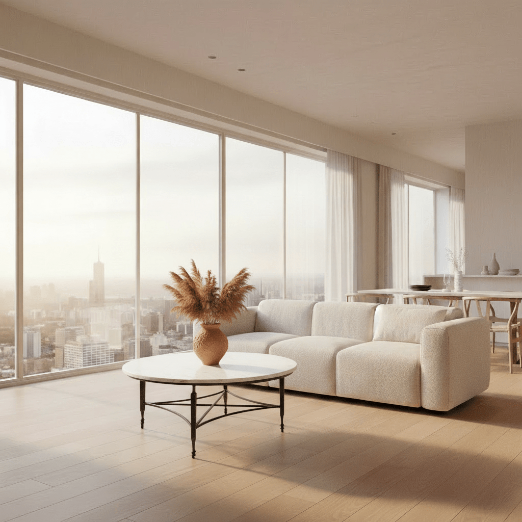 Mykos Round Coffee Table styled in modern living space