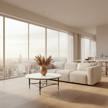 Mykos Round Coffee Table styled in modern living space