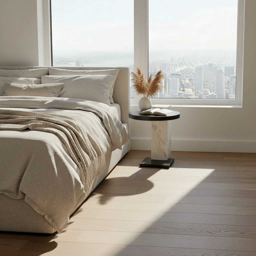 Mabel Side Table styled in modern living space