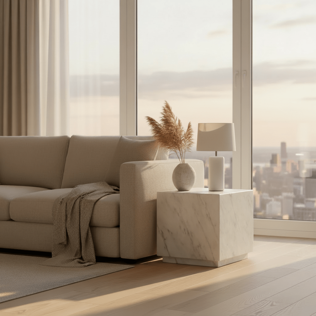 Iris Side Table styled in modern living space