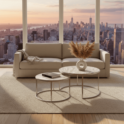 Set Of 2 Round Nesting Tables Marble Top – natural marble nesting tables