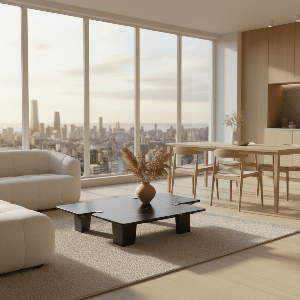 Amora Coffee Table styled in modern living space