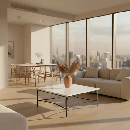 Mykos Square Coffee Table styled in modern living space