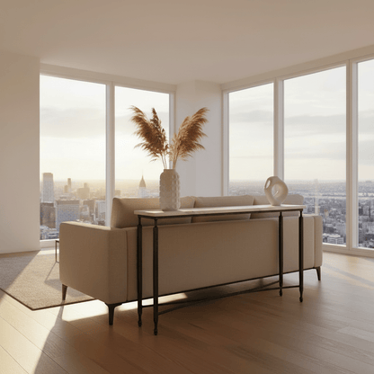 Mykos Console Table styled in modern living space