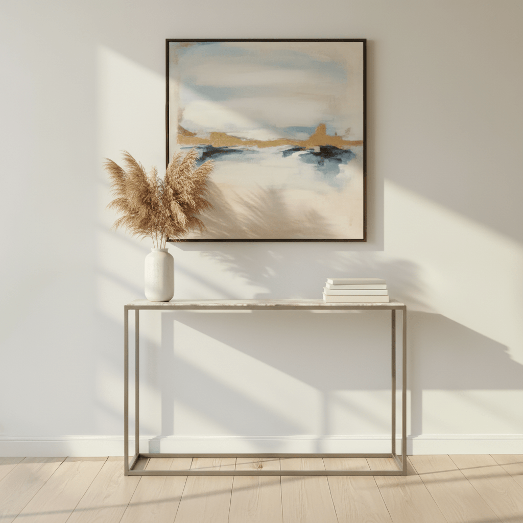 Minimal Console Table styled in modern living space